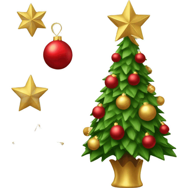 Christmas tree with red and gold ornaments  emoji