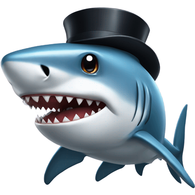 Shark with a top hat emoji