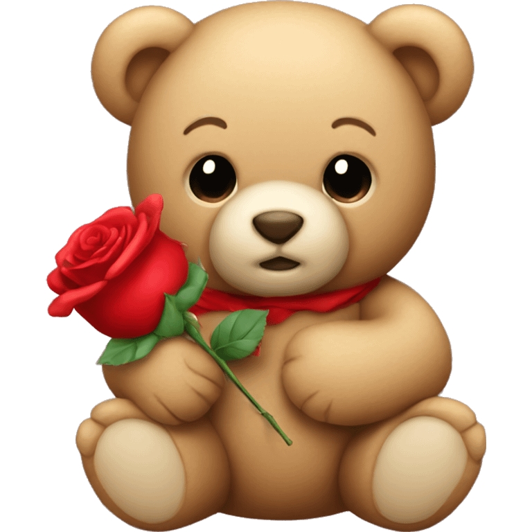 Teddy bear holding a red rose emoji