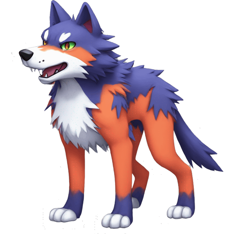 Edgy Colorful Digimon-Fakemon-Wolf full body emoji