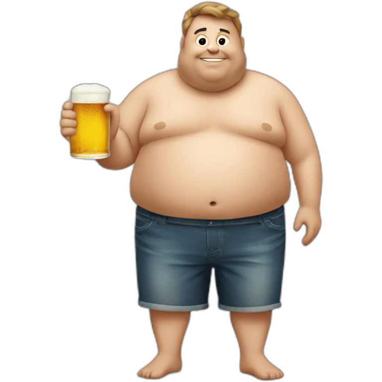 Obese man with beer emoji