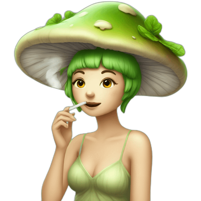 cute mushroom fairy smoking herbs emoji