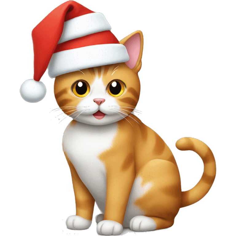 Cat with christmas hat  emoji