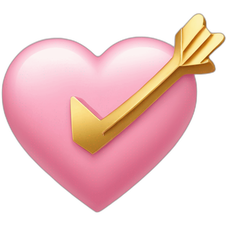 Arrow going through a love heart in the shape of the letter B light pink and gold emoji