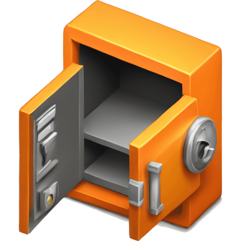 3d isometric small safe in orange or yellow emoji