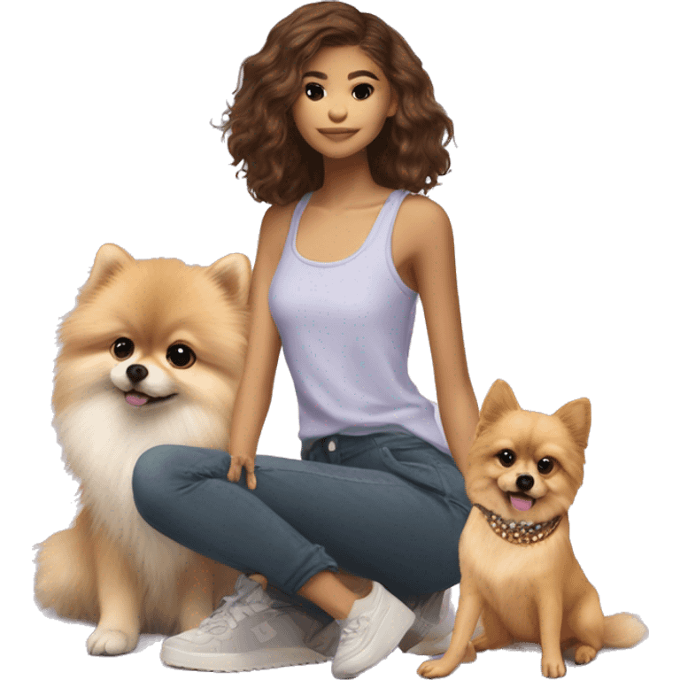 Zendaya usando ropa lila y un Pomeranian emoji