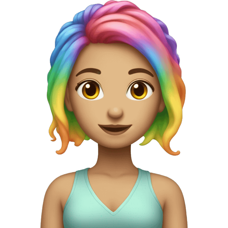 Caucasian Girl with rainbow hair emoji