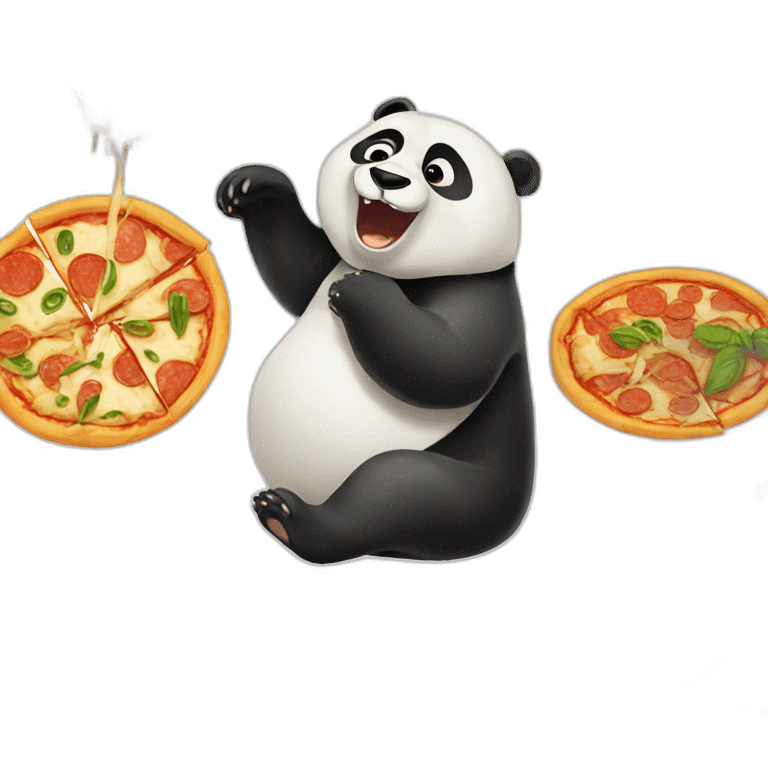 Panda eating pizza and pasta emoji