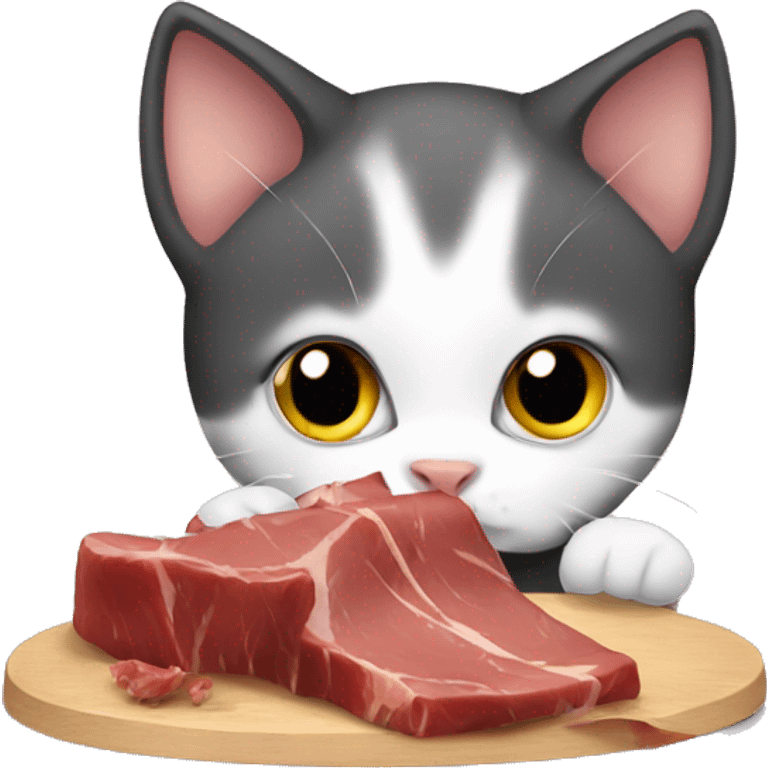 Kitten eating meat emoji