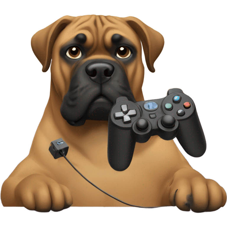 bullmastiff playing video games emoji