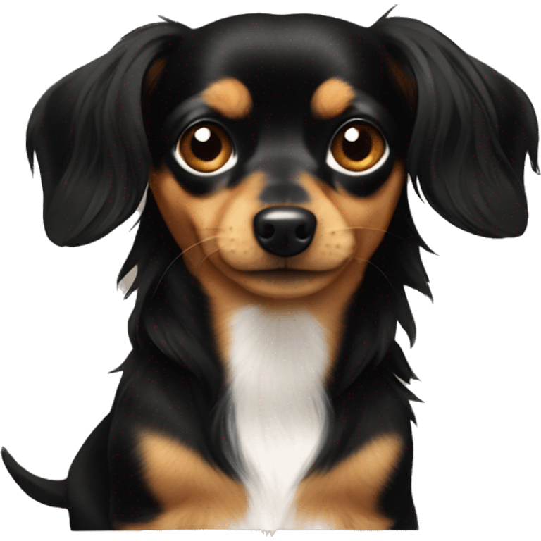 Black and tan long haired chiweenie  emoji