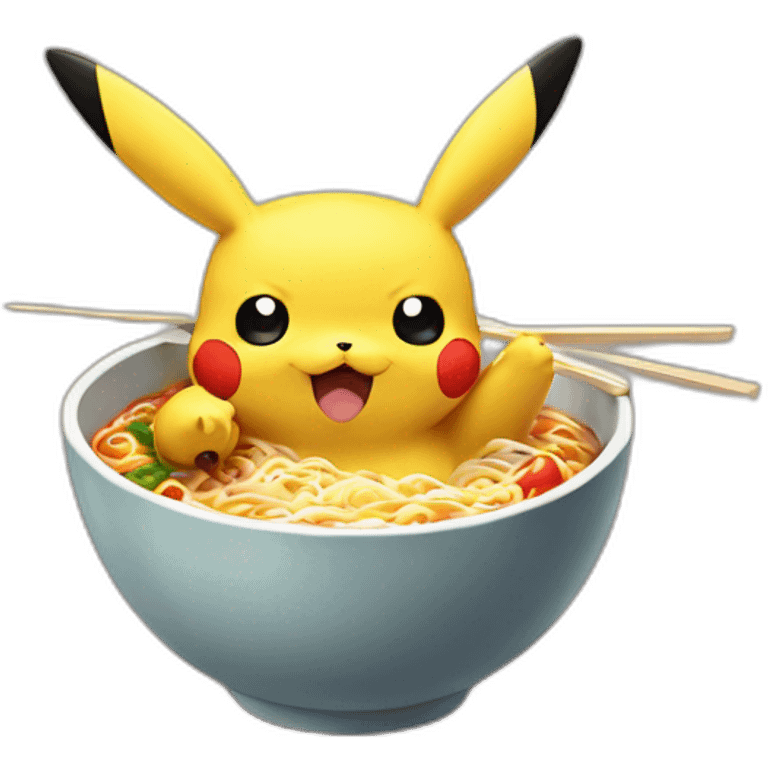 Pikachu qui mange des ramen emoji