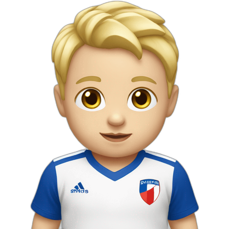 blond baby with a French team football t-shirt emoji