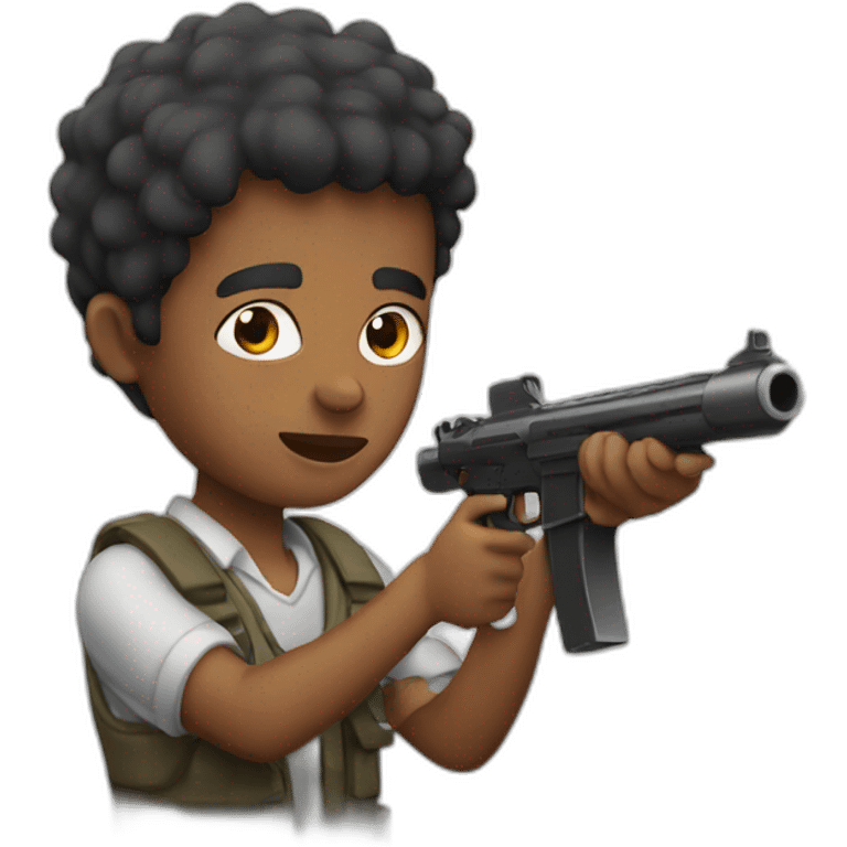 young guy shooting emoji