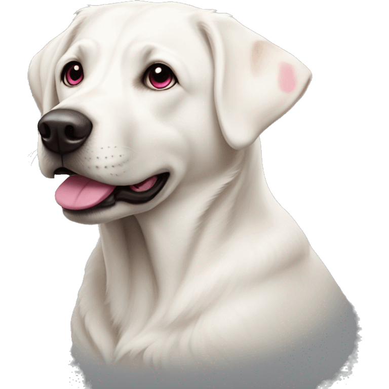 white lab dog with dark pink nose emoji