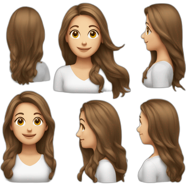 Frau braune lange Haare mit 4 Kaninchen emoji