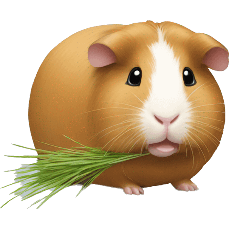 Guineapig eating  a strand of long grass hay  emoji