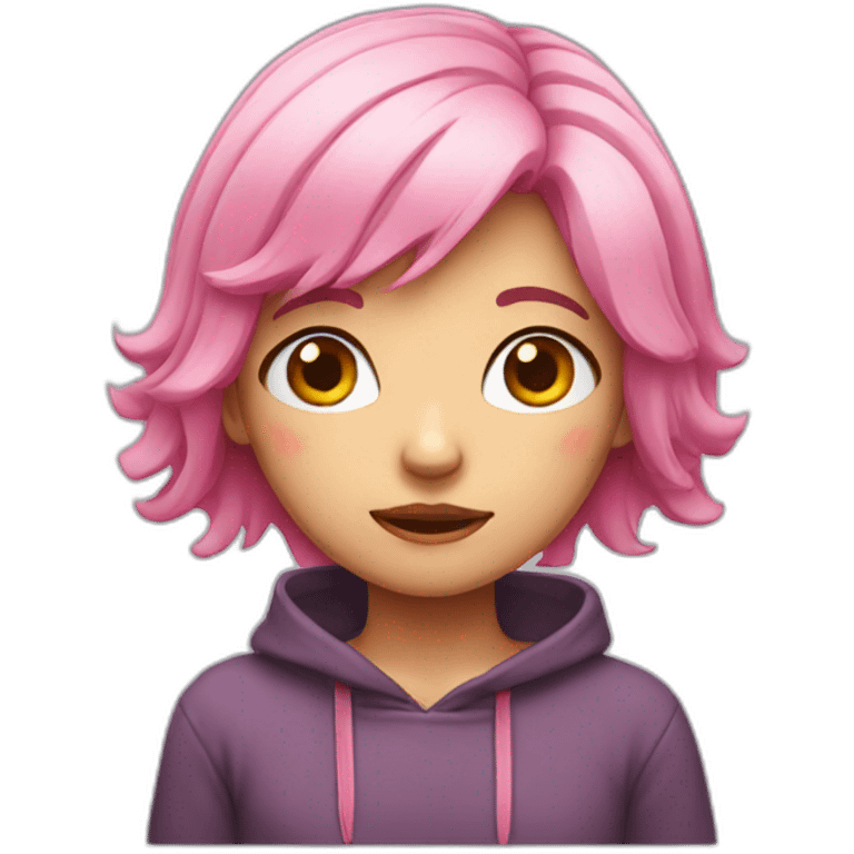 tearful pink haired girl emoji