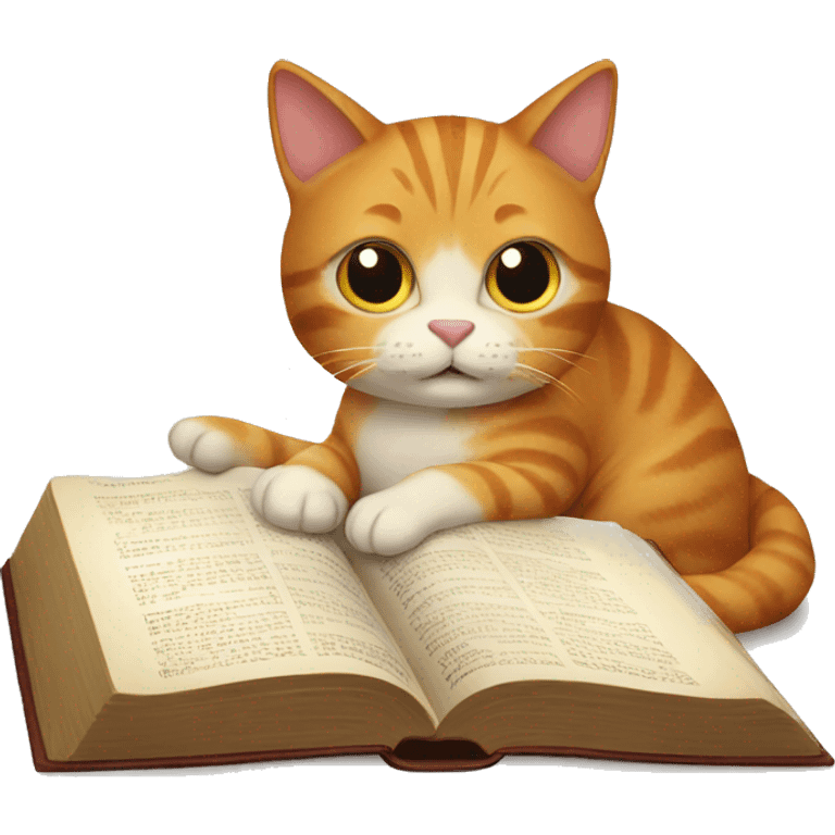 a ginger cat reading the Bible emoji