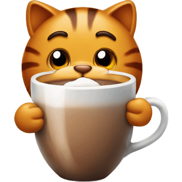 Garfield with a hot coco emoji