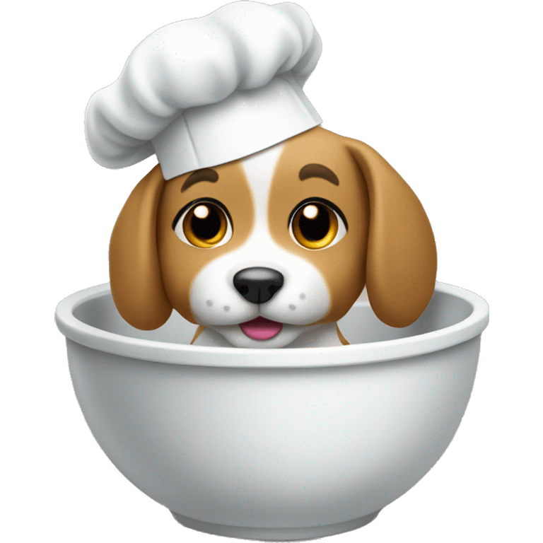 Puppy in a chef hat mixing a bowl emoji