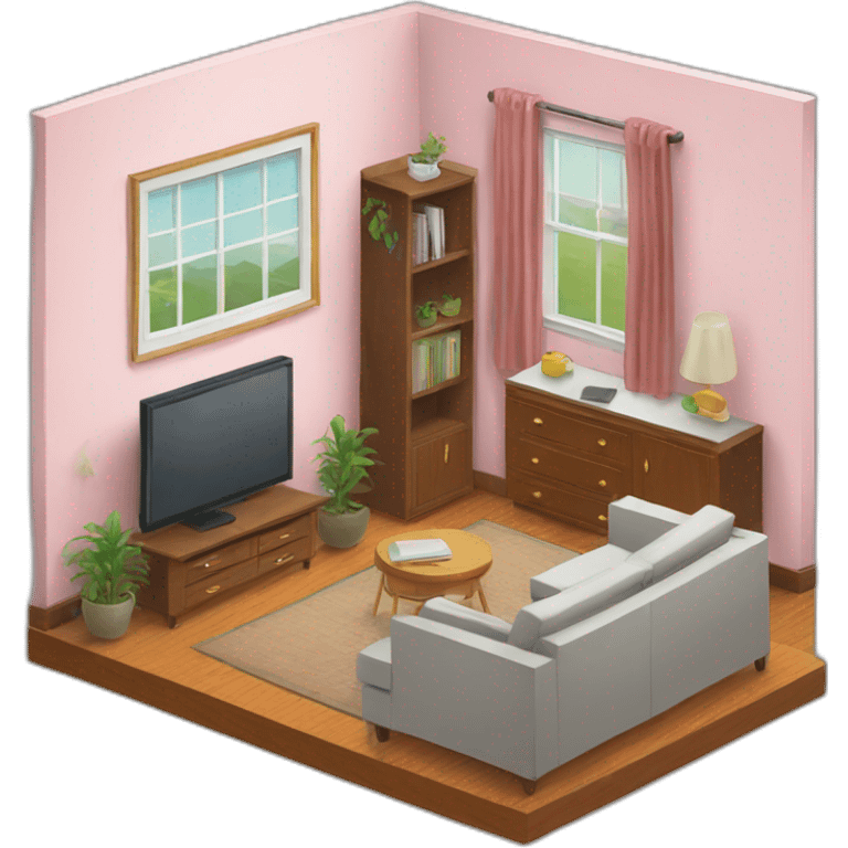 apartment interior isometric emoji