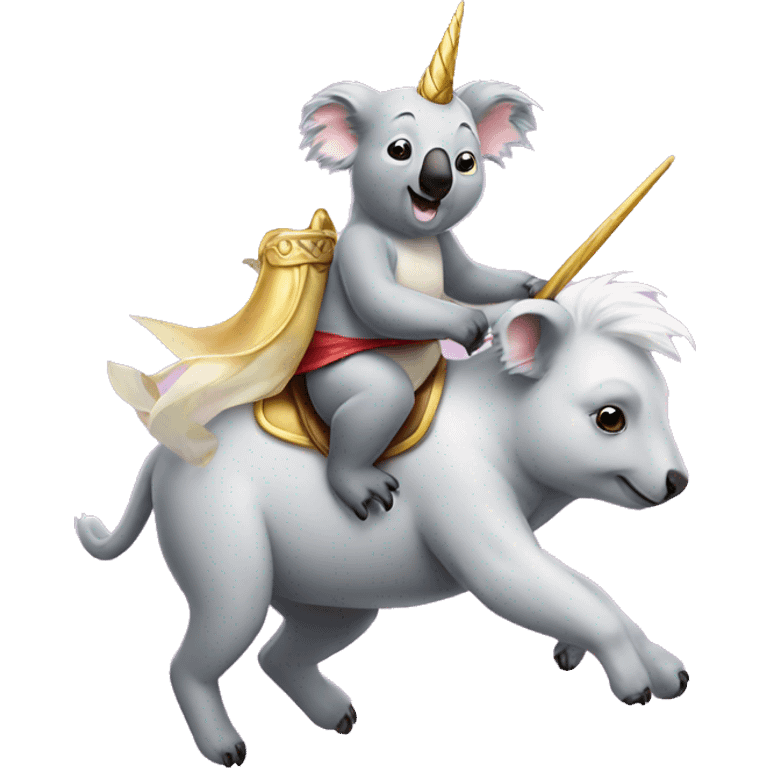 Koala riding a unicorn emoji