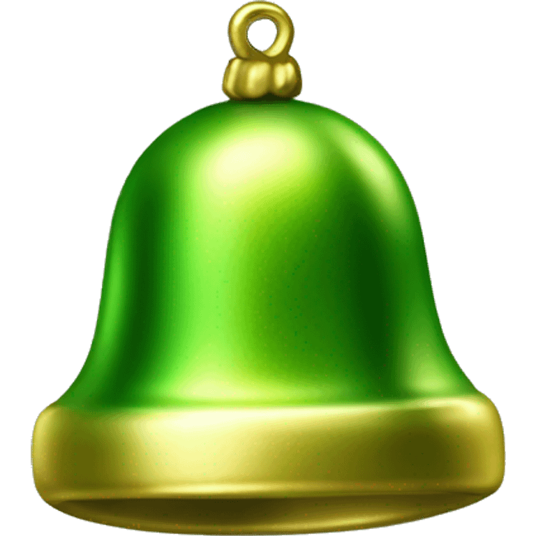 Realistic small metallic chartreuse green jingle bell isolated. emoji