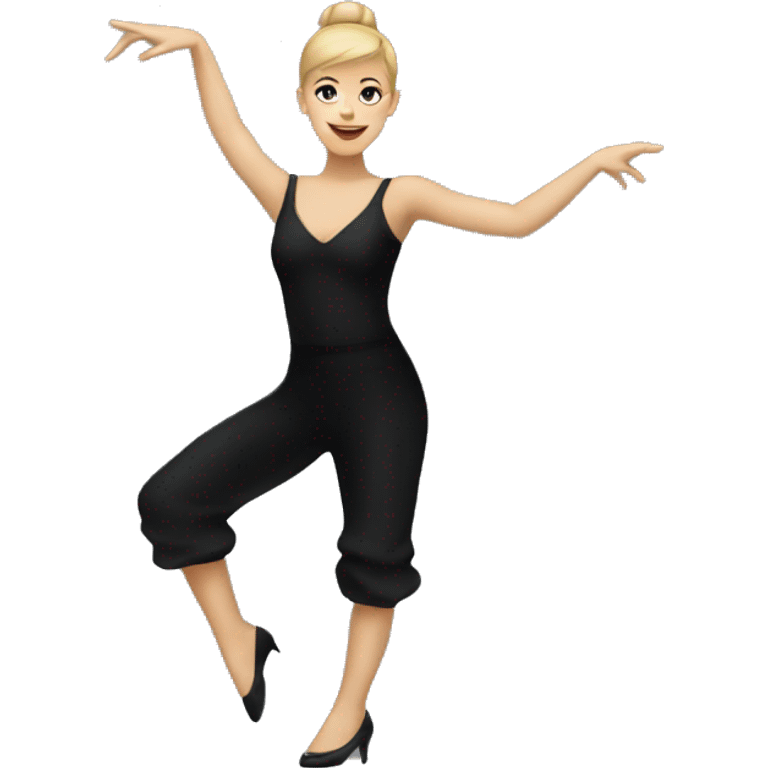 caucasian woman jazz dancer black attire emoji