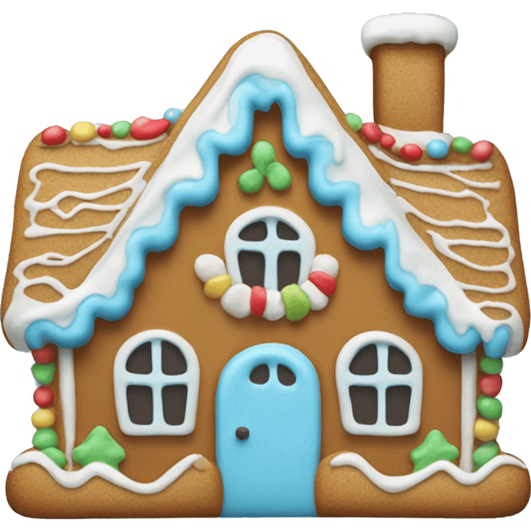 Gingerbread house with baby blue icing  emoji