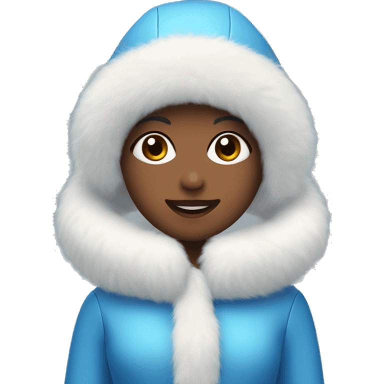 Snow Maiden in a blue fur coat, white hat, white gloves emoji