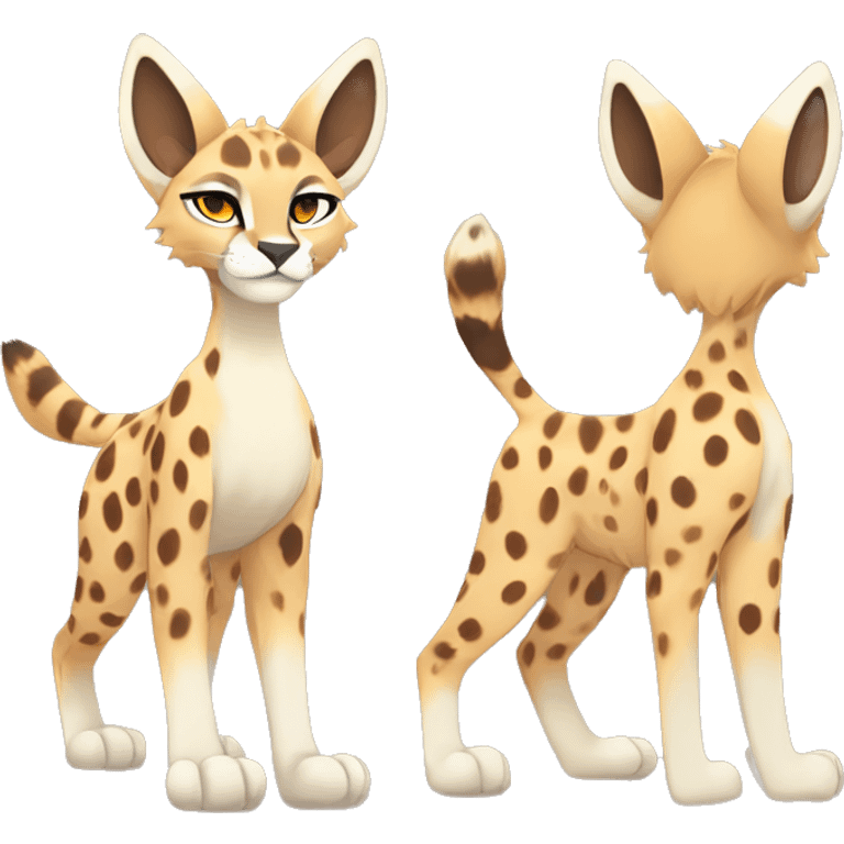 Anthro Beige-Orange-Brown Spotted Fur-Sona-Fakemon Lynx-Caracal-Serval-Cheetah Full Body emoji