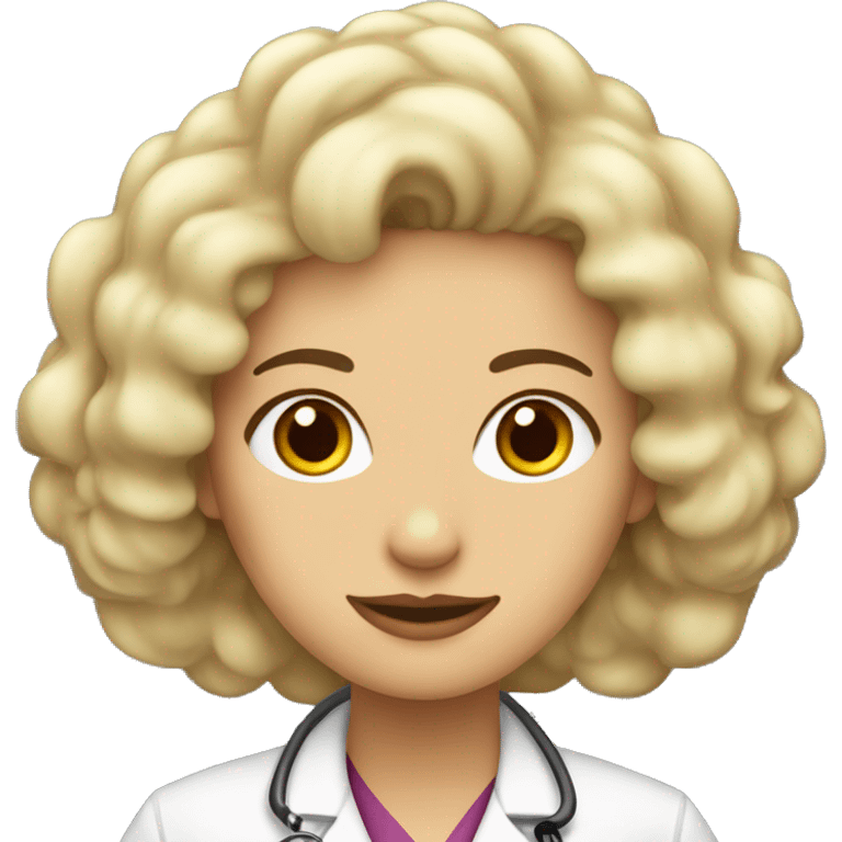 Mujer blanca pelo rizado rubio tipo shagui doctora emoji