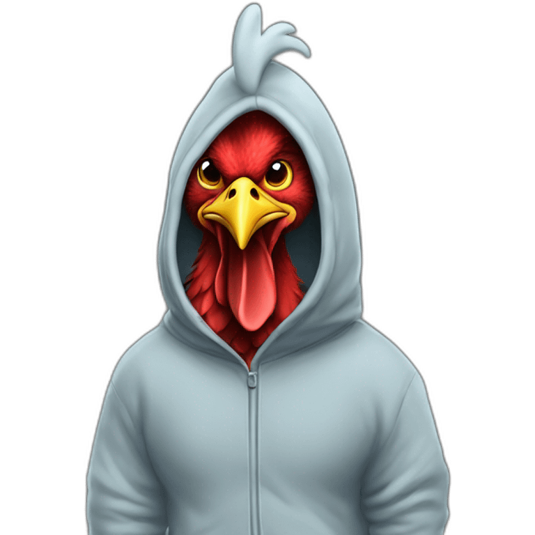 rooster in shark onesie suit emoji