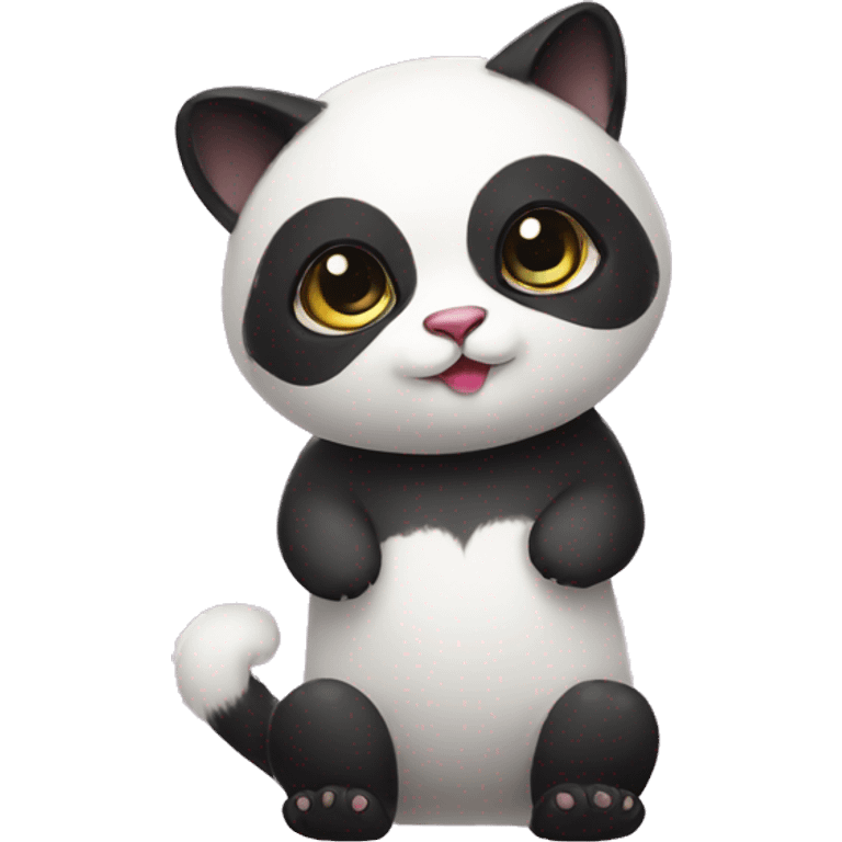 cute masked panda-cat-hybrid full body emoji