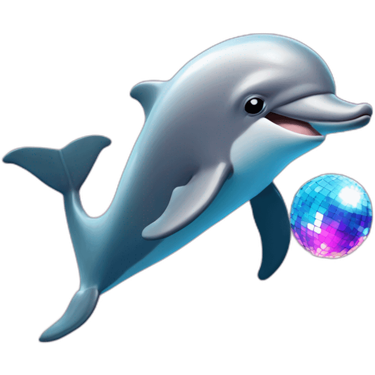 Dolphin doing tricks with a disco ball emoji