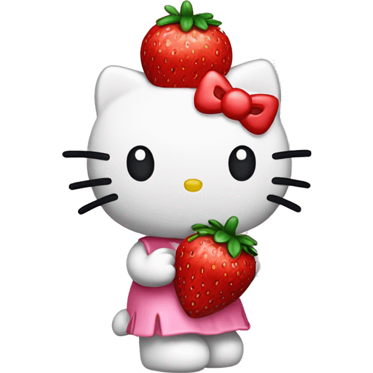 hello kitty holding a strawberry  emoji