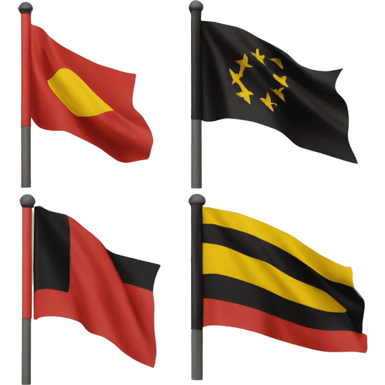 Flag with black on the top, red on the bottom and a yellow circle in the middle emoji