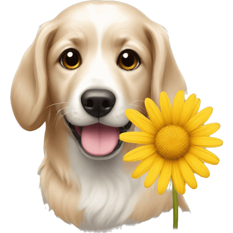 A dog as a daisy flower  emoji