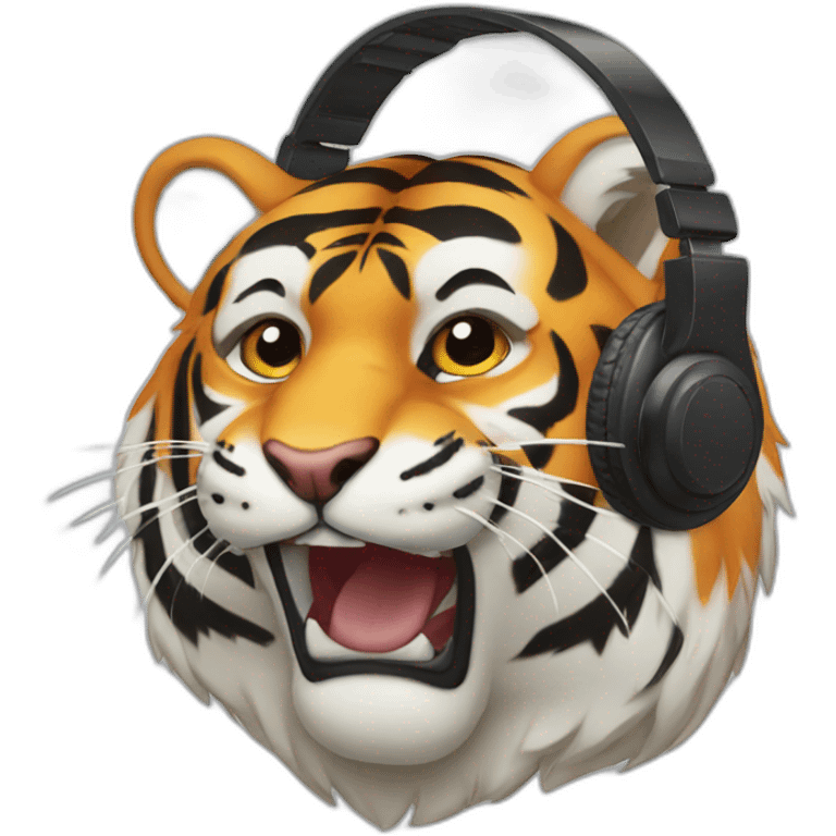 Tiger who listen music emoji