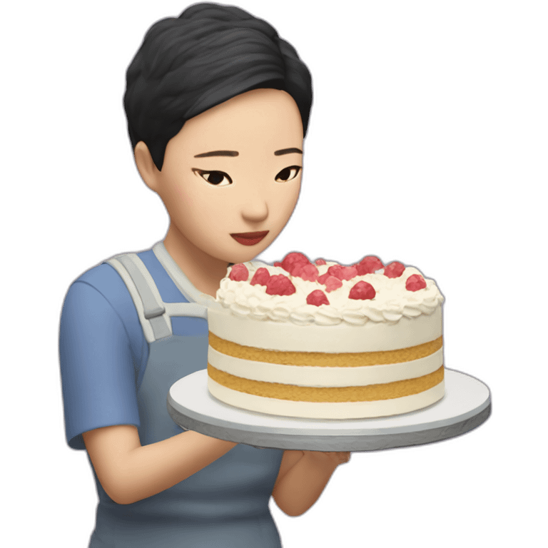 Kim youn il looking at a cake emoji