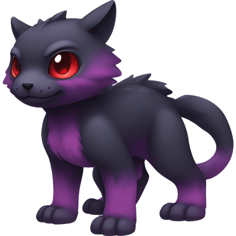 Cute cool dark black red purple animal hybrid Fakemon full body emoji