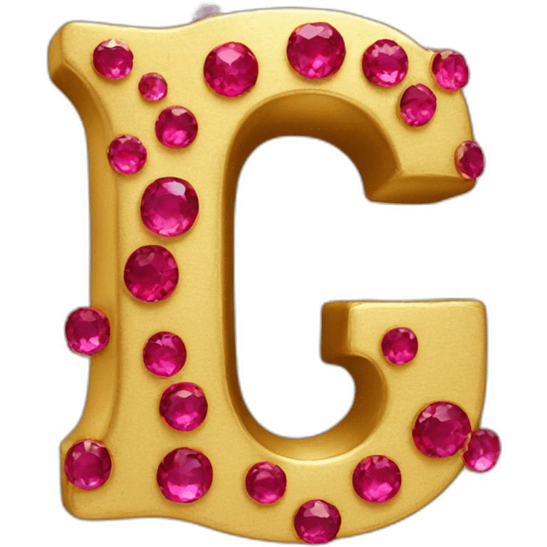 3d gold letter G with rubies emoji