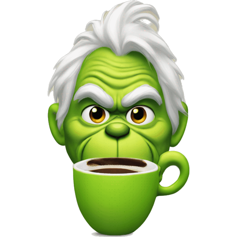 Grinch having coffee emoji