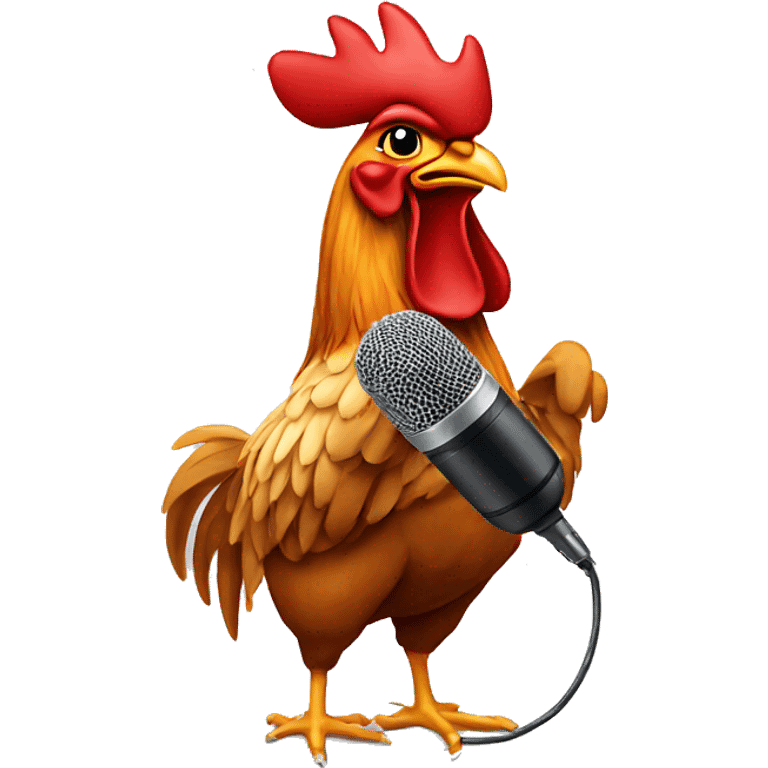 Rooster with microphone emoji