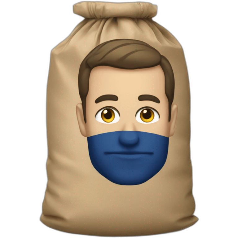 Macron avec un sac poubelle emoji