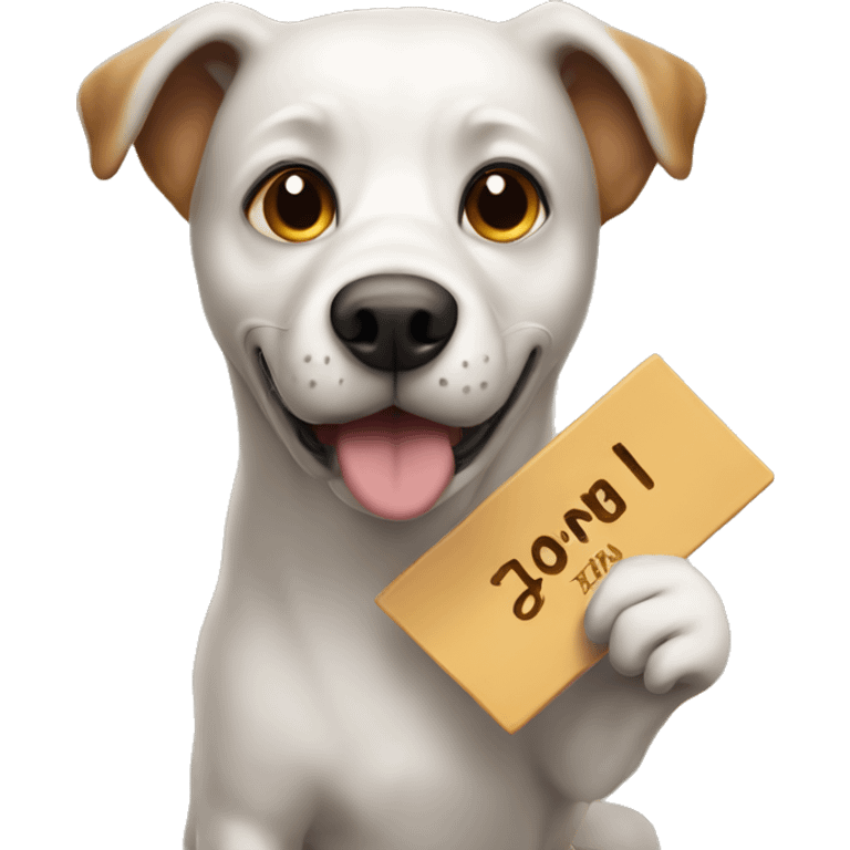 A DOG IS HOLDING A SIGN WRITTEN SHANA TOVA emoji