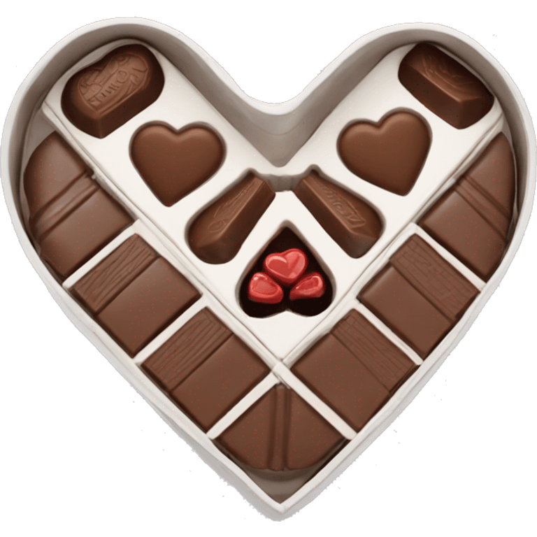 white heart shaped box with chocolates in it emoji