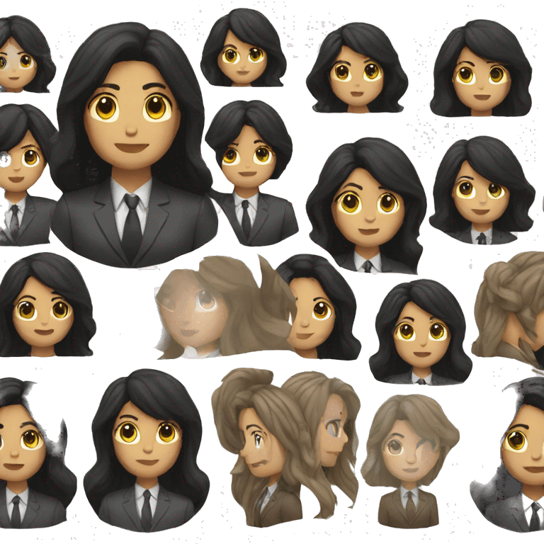 Female defense attorney with long black hair with brown suit emoji