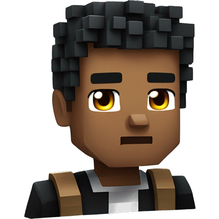 niño con ojos grandes y cejas pobladas, cabell negro y pestaas largas con camisa de minecraft  emoji